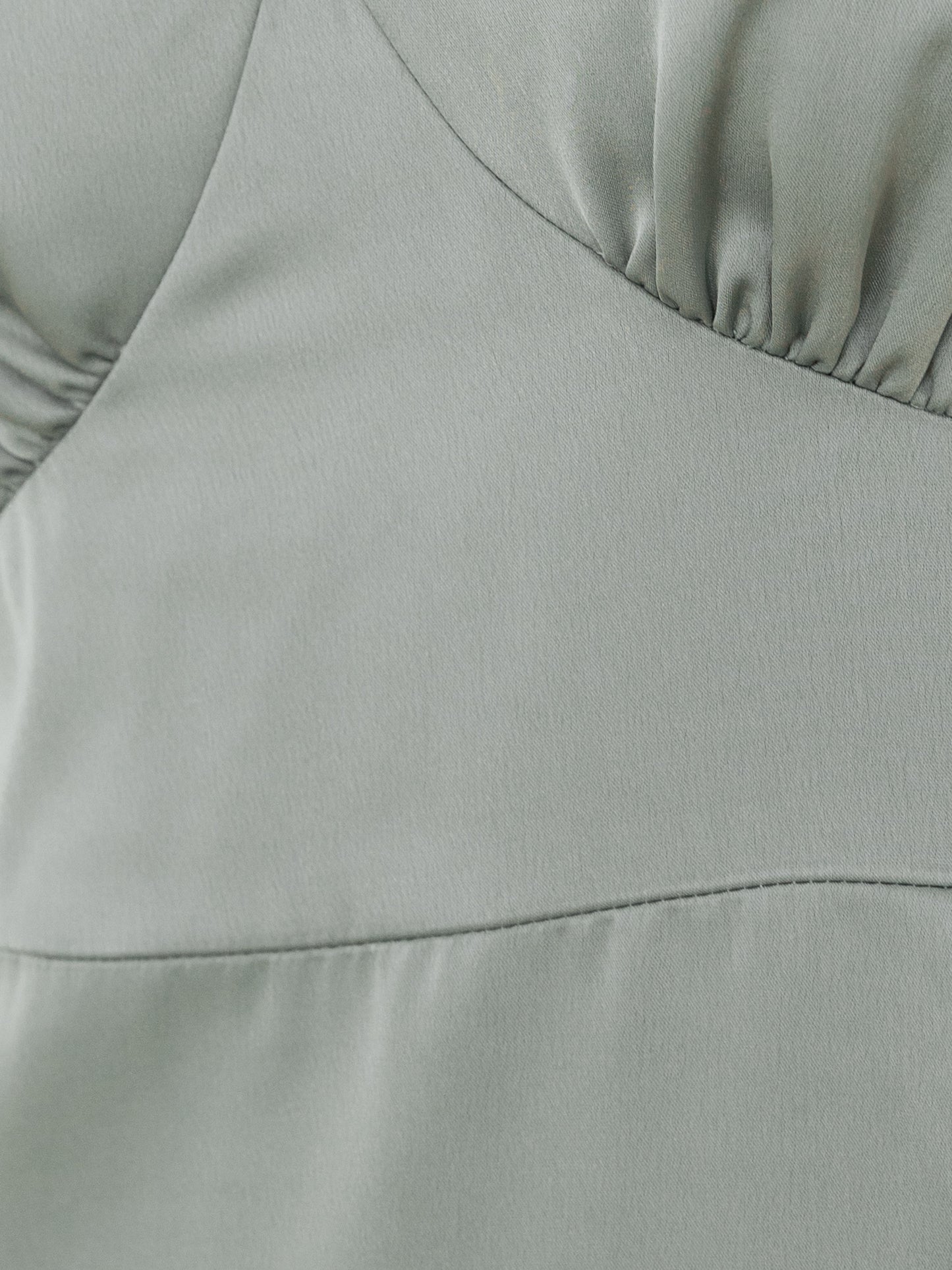 Maya Sage Green V Neck Angel Sleeve Satin Maxi Dress