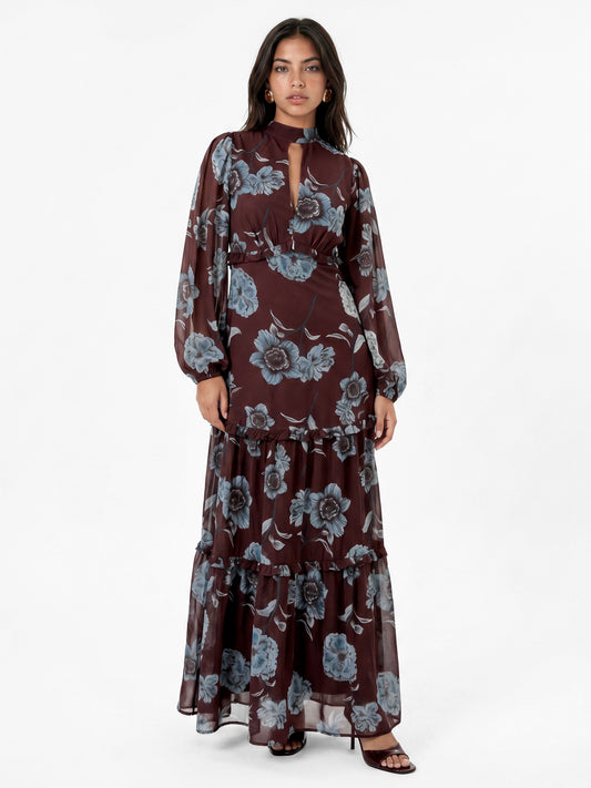 Anaya With Love Recycled Floral High Neck Tiered Maxi Dress