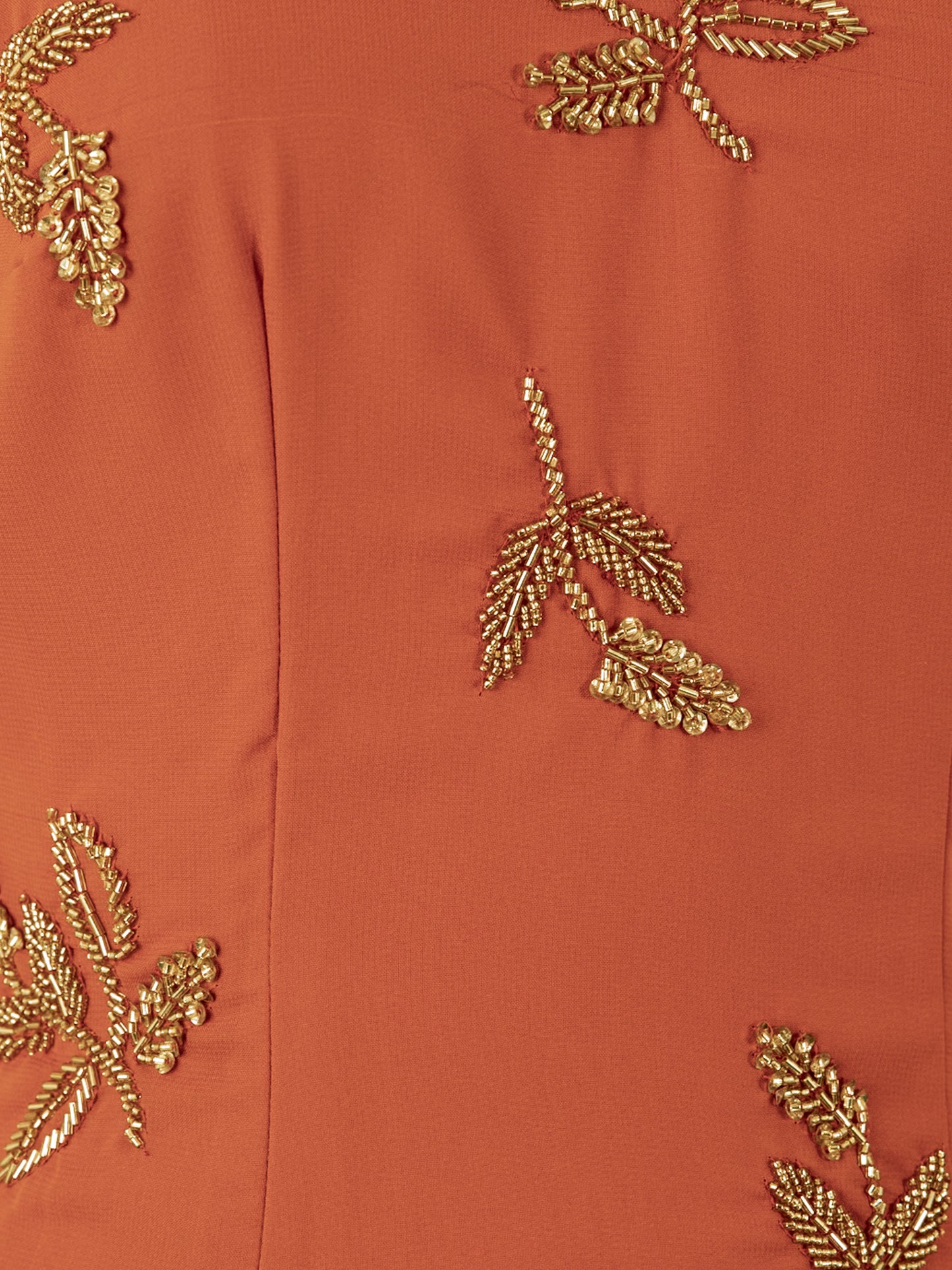 Maya Burnt Orange Embellished Halter Neck & Open Back Maxi Dress
