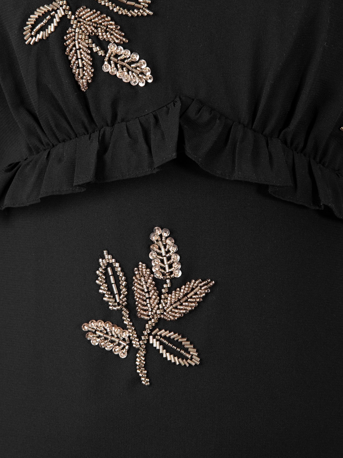 Maya Black Leaf Embellished 3/4 Bell Sleeve Maxi Dress
