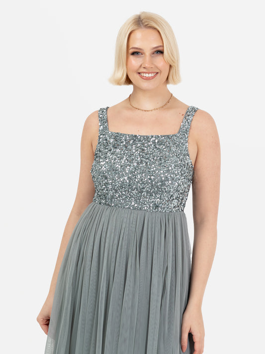 Maya Misty Green Embellished Strappy Maxi Dress