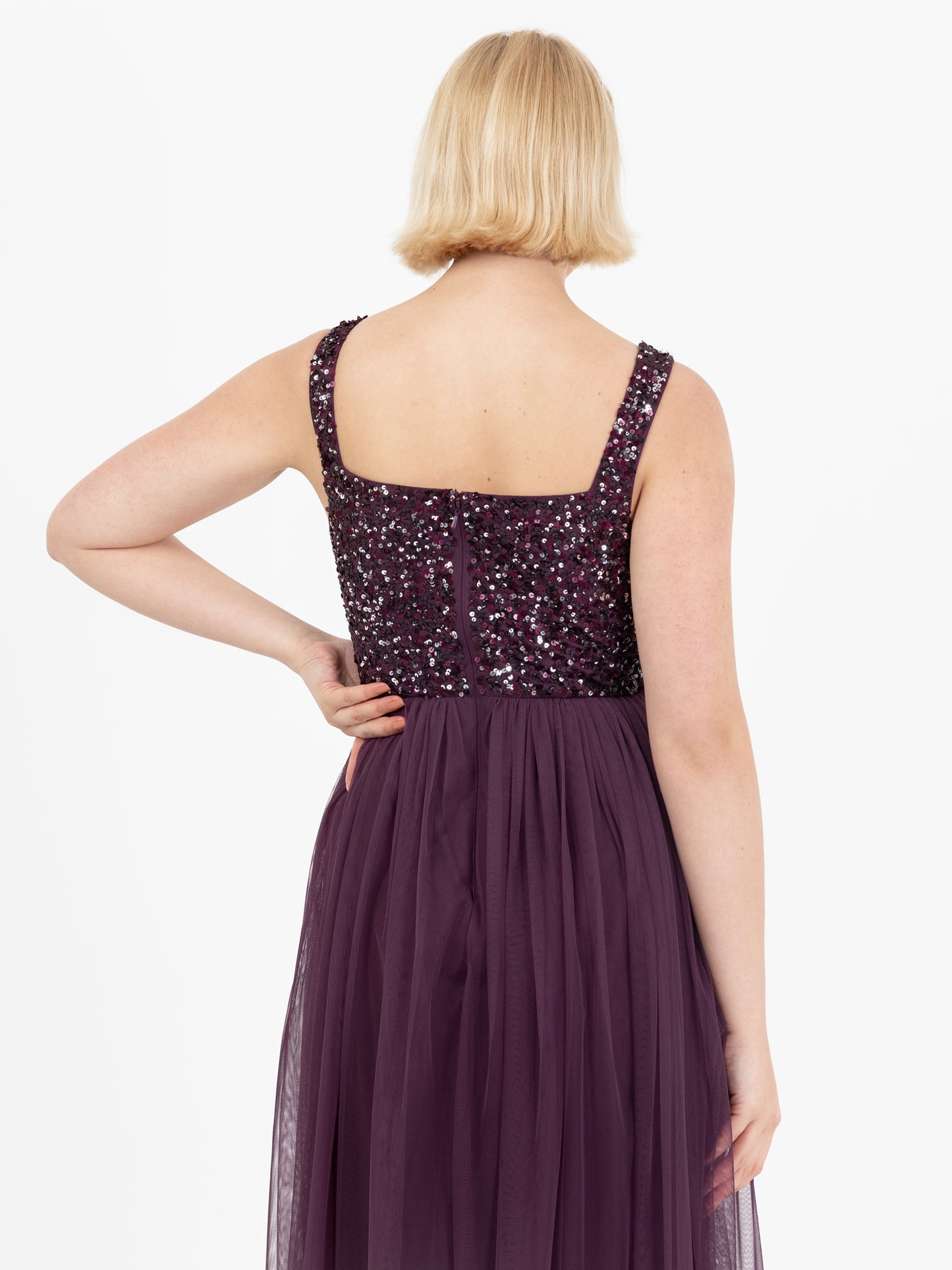 Maya Berry Embellished Strappy Maxi Dress