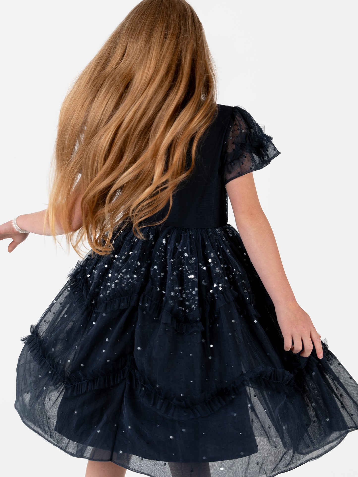 Mini Maya Navy Fully Embellished Midi Dress