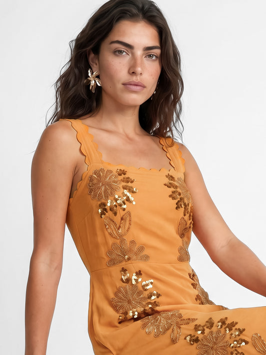 Maya Amber Embellished Square Neck Strappy Midaxi Dress