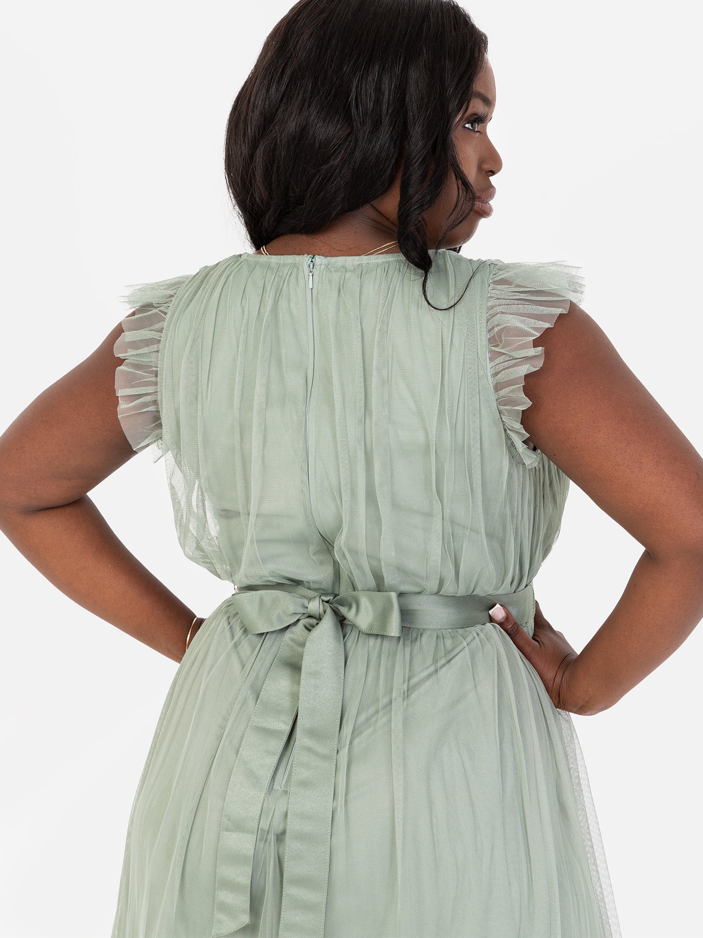 Anaya With Love Recycled Frosty Green Midaxi Dress with Sash Belt