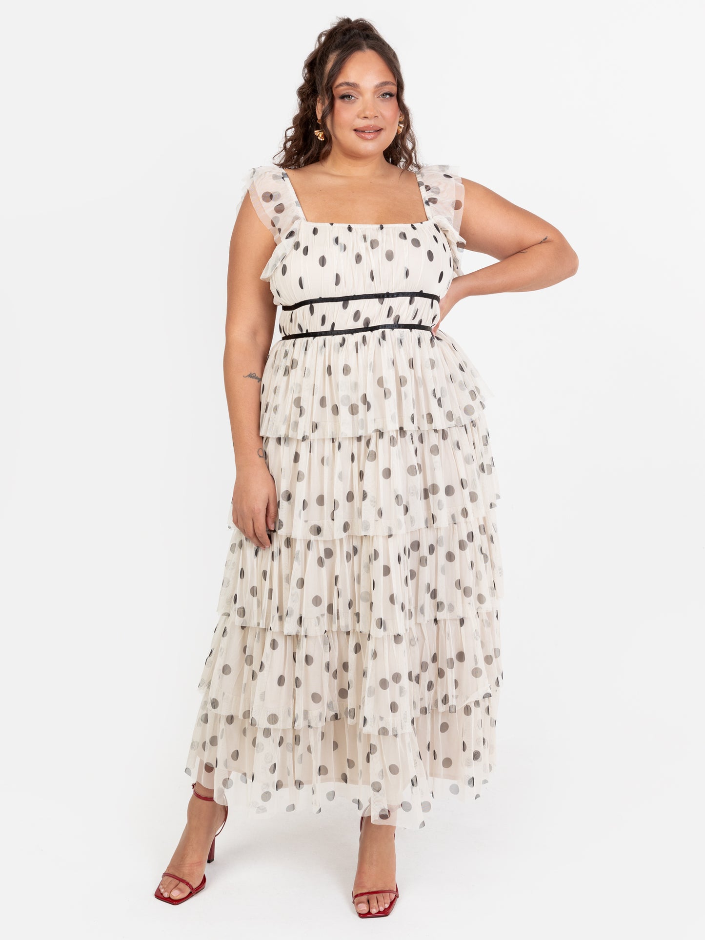 Anaya With Love Recycled Polka Dot Tiered Midaxi Dress