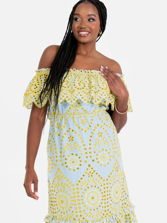 Maya Broderie Bardot Midi Dress