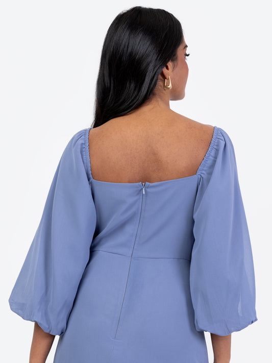 Maya Lavender Blue Embellished Square Neck Midaxi Dress