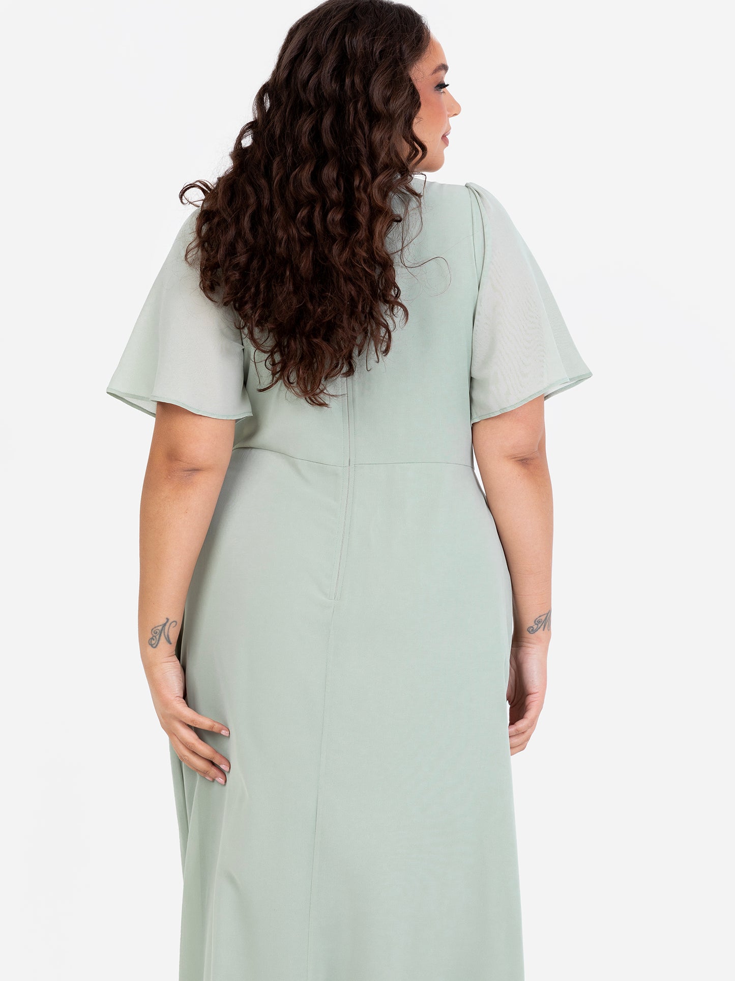 Maya Sage Green Floral Embellished Short Sleeve Maxi Dress with Skirt Split