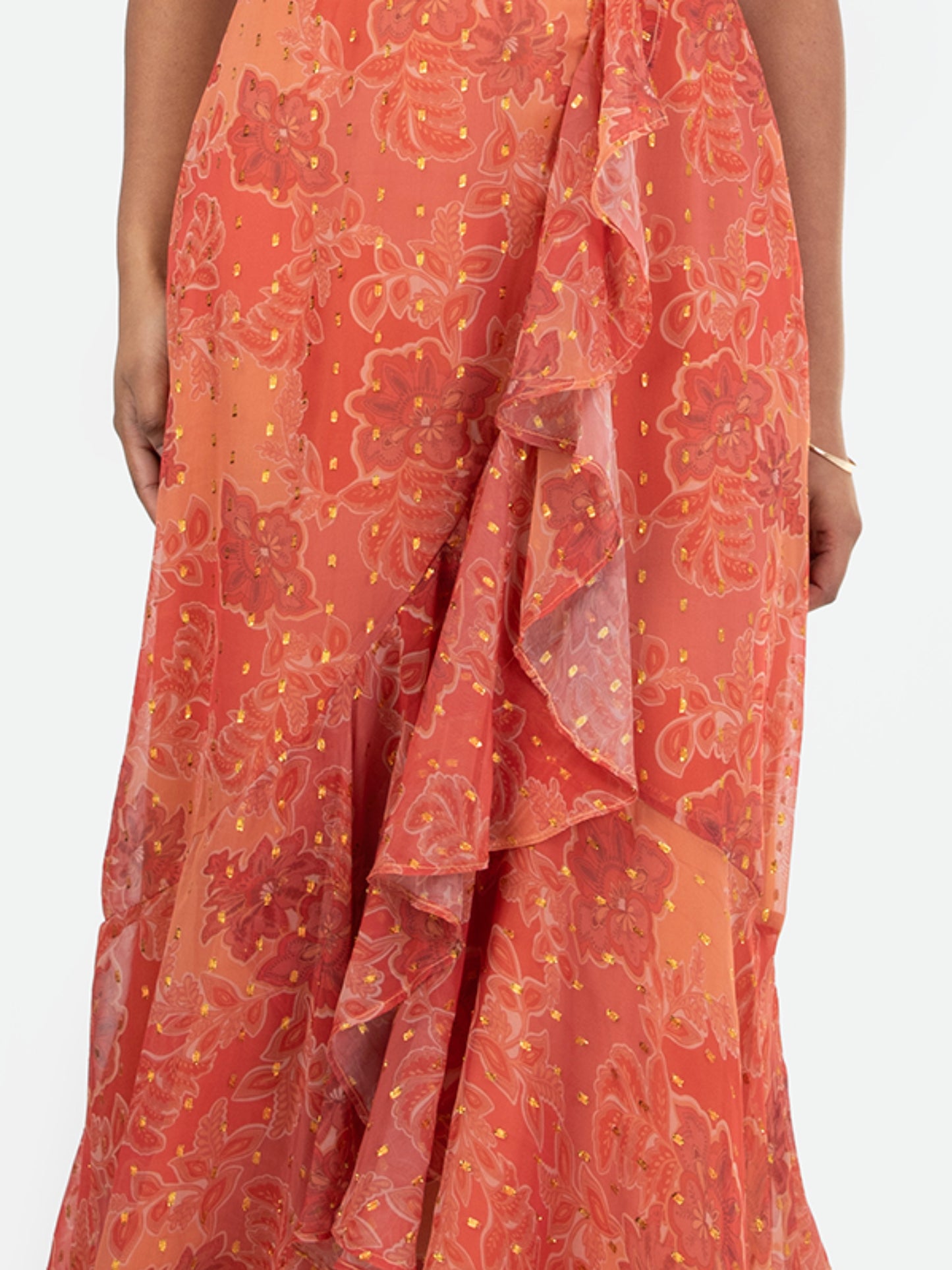 Anaya With Love Recycled Rust Halter Neck Floral Print Midaxi Dress