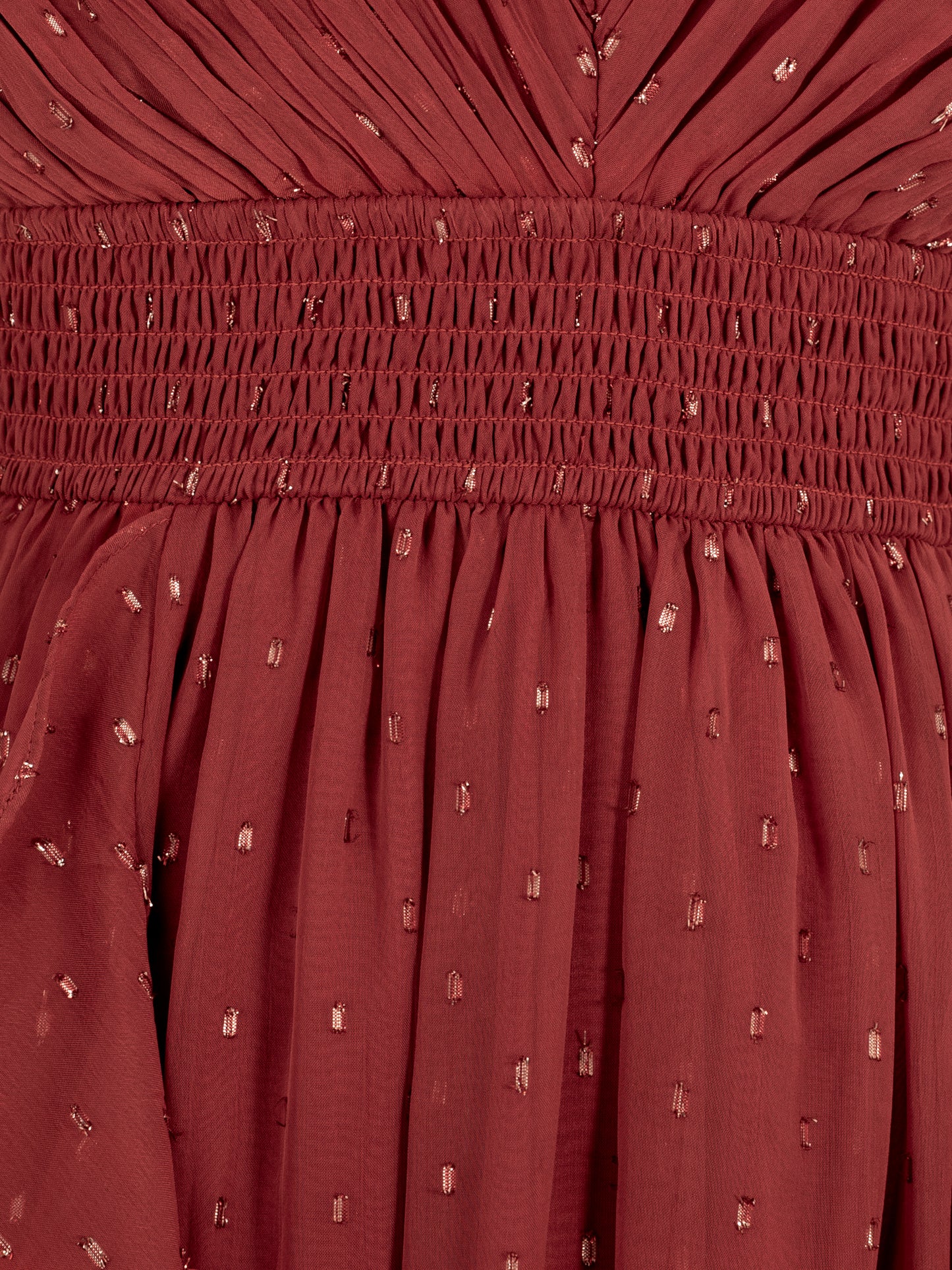 Anaya With Love Recycled Chilli Red Plunge Neck Waterfall Ruffle Maxi Dress