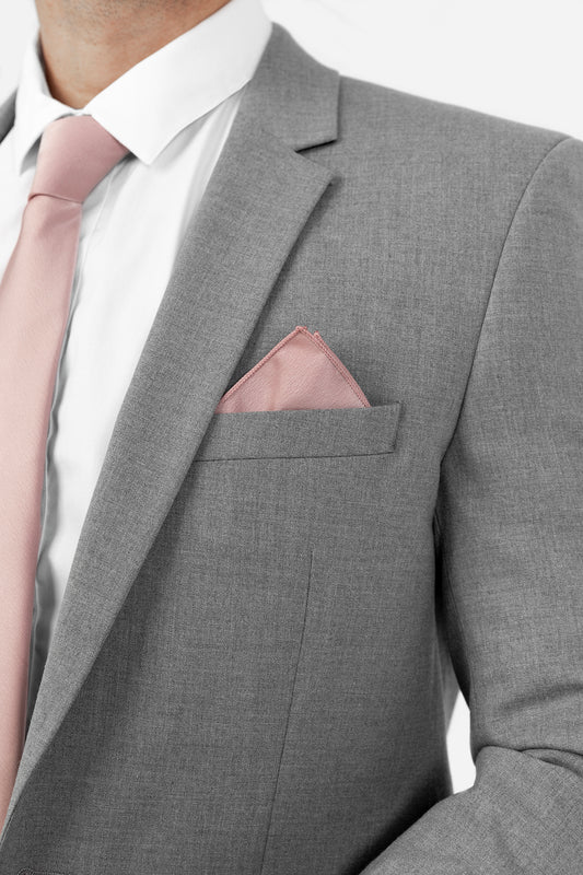 Maya Deluxe Blush Satin Tie and Pocket Square Set
