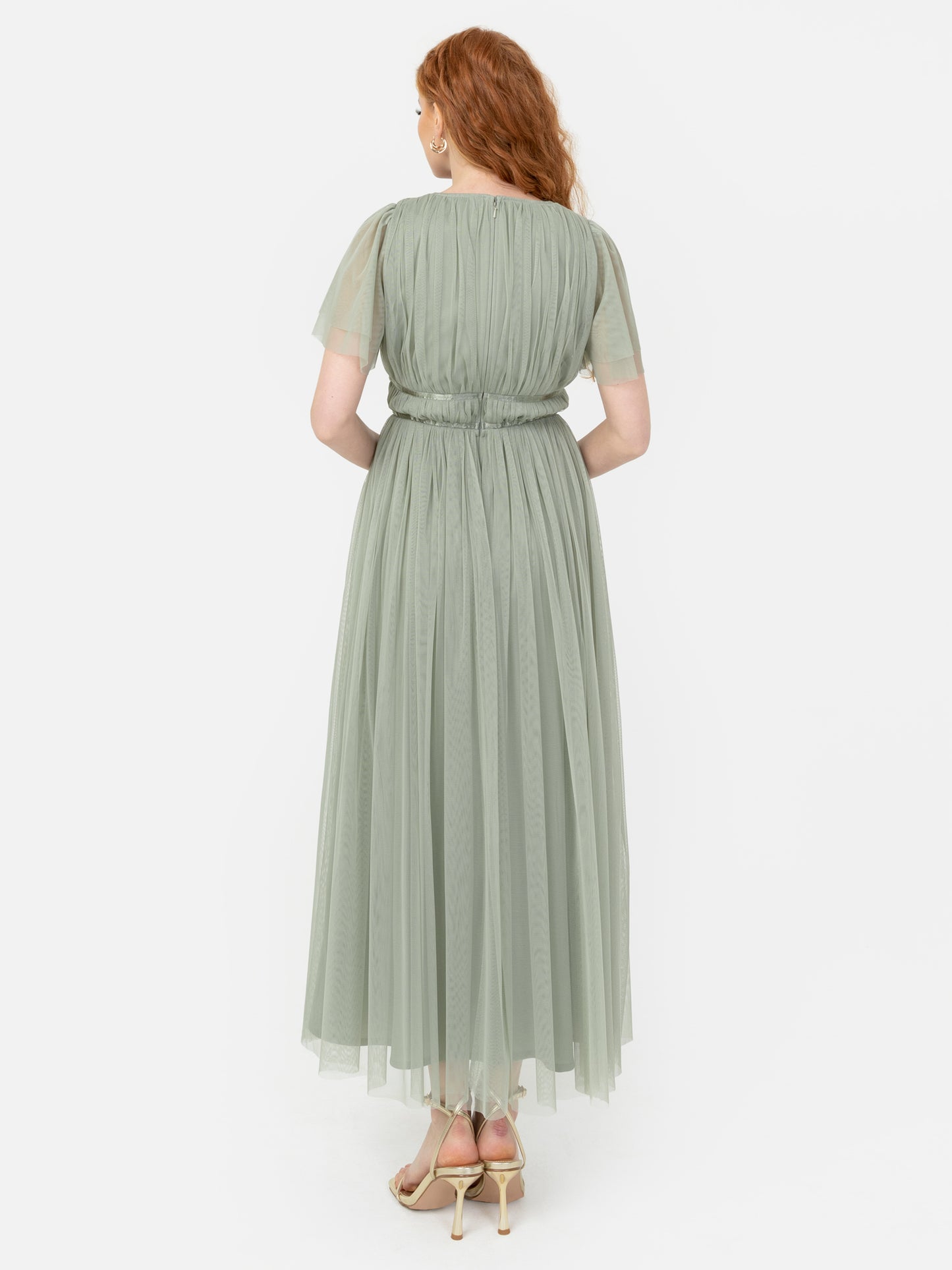 Anaya With Love Recycled Frosty Green Ribbon Detail Midi Dress
