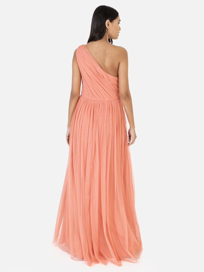 Anaya With Love Recycled Coral One Shoulder Maxi Dress Maya Deluxe Anaya With Love Recycled Coral One Shoulder Maxi Dress Maya Deluxe