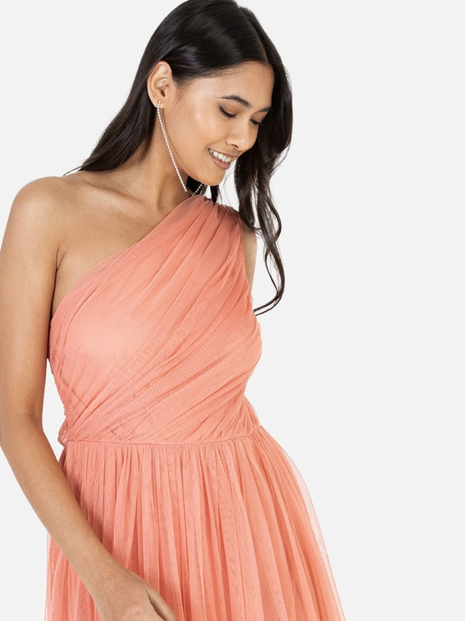 Anaya With Love Recycled Coral One Shoulder Maxi Dress