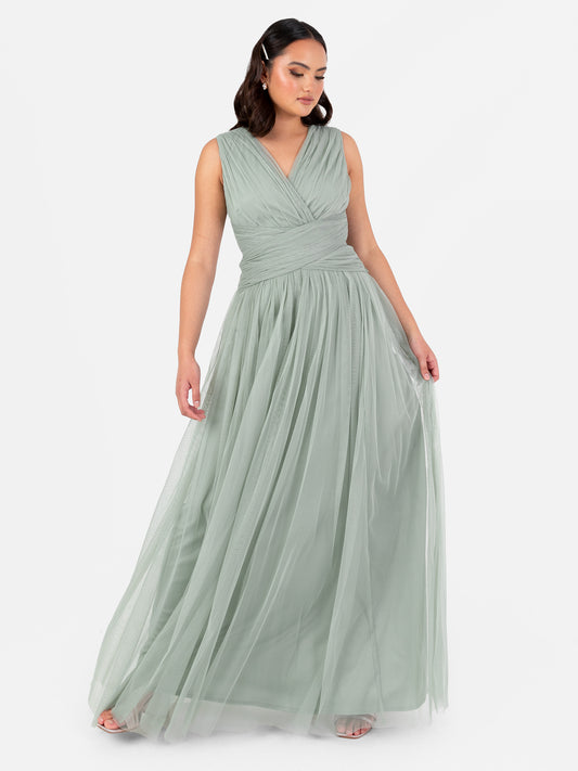 maya bridesmaid sleeveless midaxi tulle dress Tulle Maya Deluxe