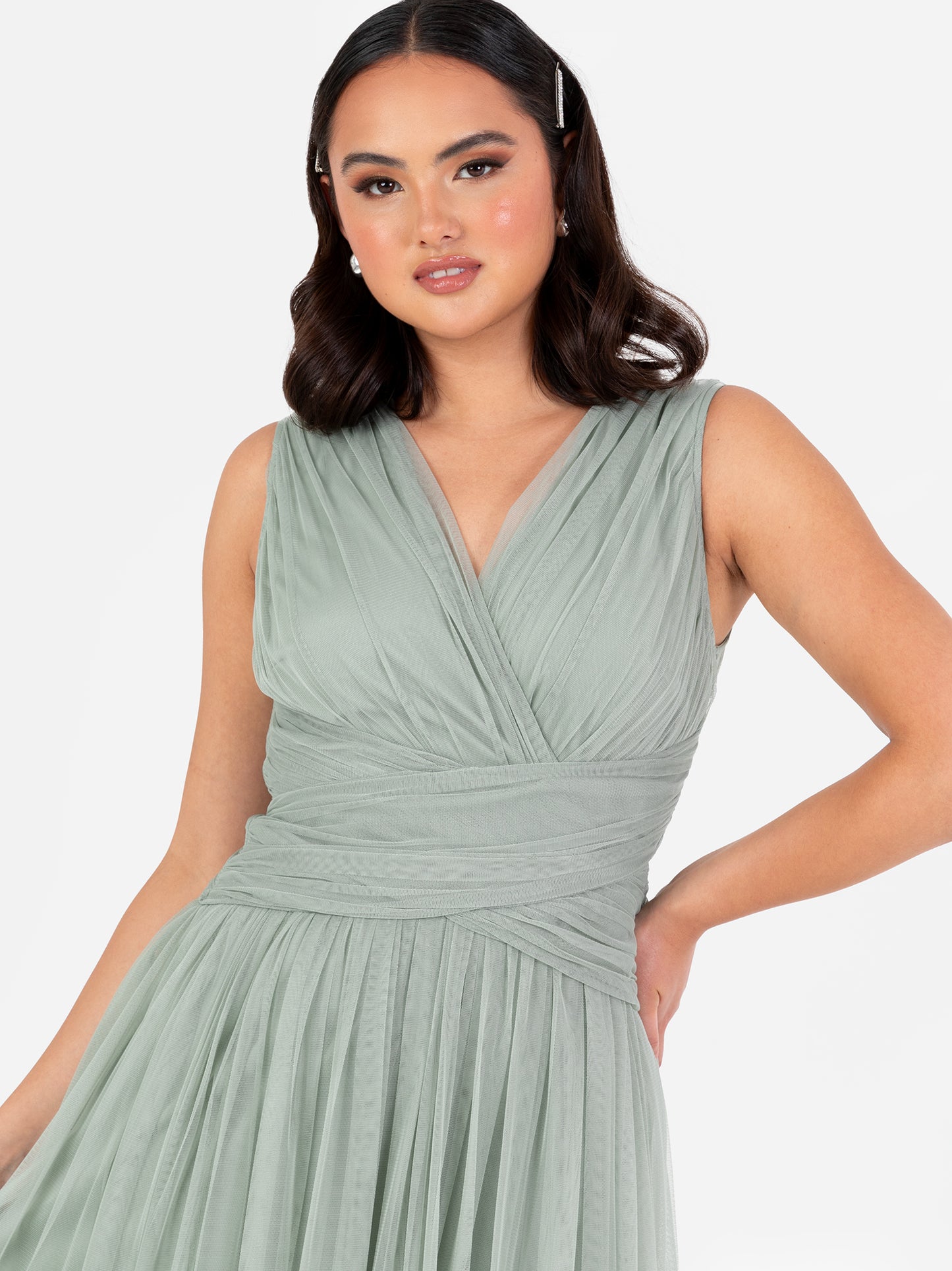 Anaya With Love Recycled Frosty Green Sleeveless V Neck Maxi Dress