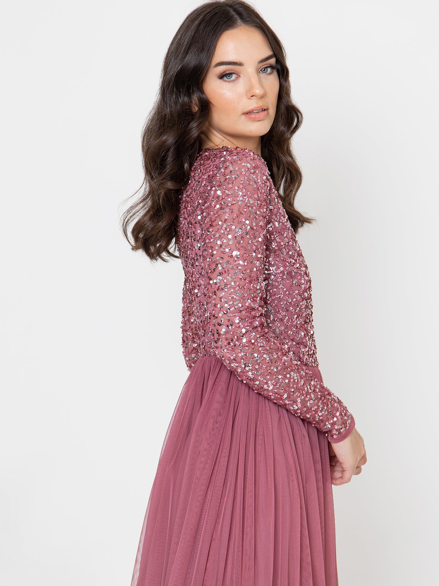 Maya Desert Rose Embellished Long Sleeve Maxi Dress