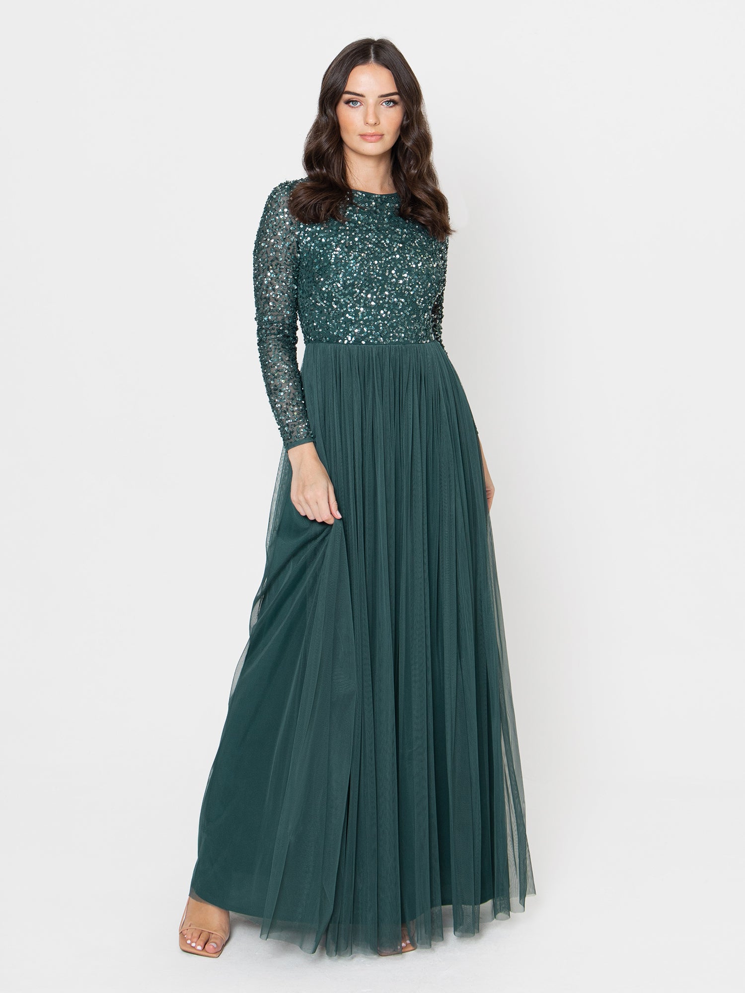 Maya Emerald Green Embellished Long Sleeve Maxi Dress Maya Deluxe Maya Emerald Green Embellished Long Sleeve Maxi Dress Maya Deluxe