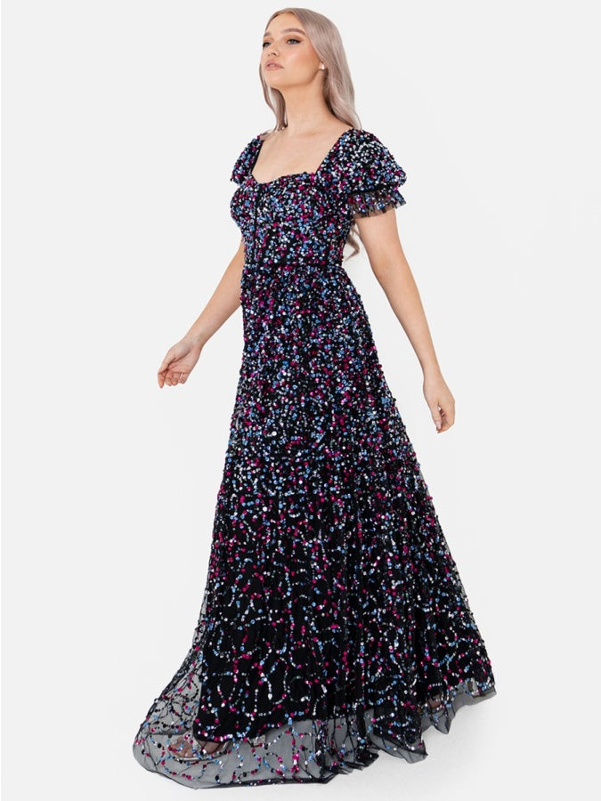 Maya Fully Embellished Sweetheart Neckline Maxi Dress