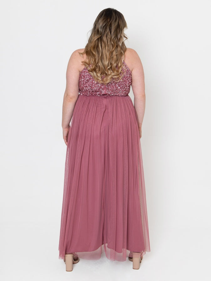 Maya Desert Rose Embellished Halter Neck Maxi Dress