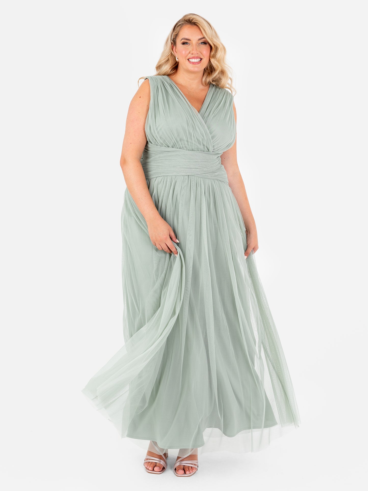 Anaya With Love Recycled Frosty Green Sleeveless V Neck Maxi Dress