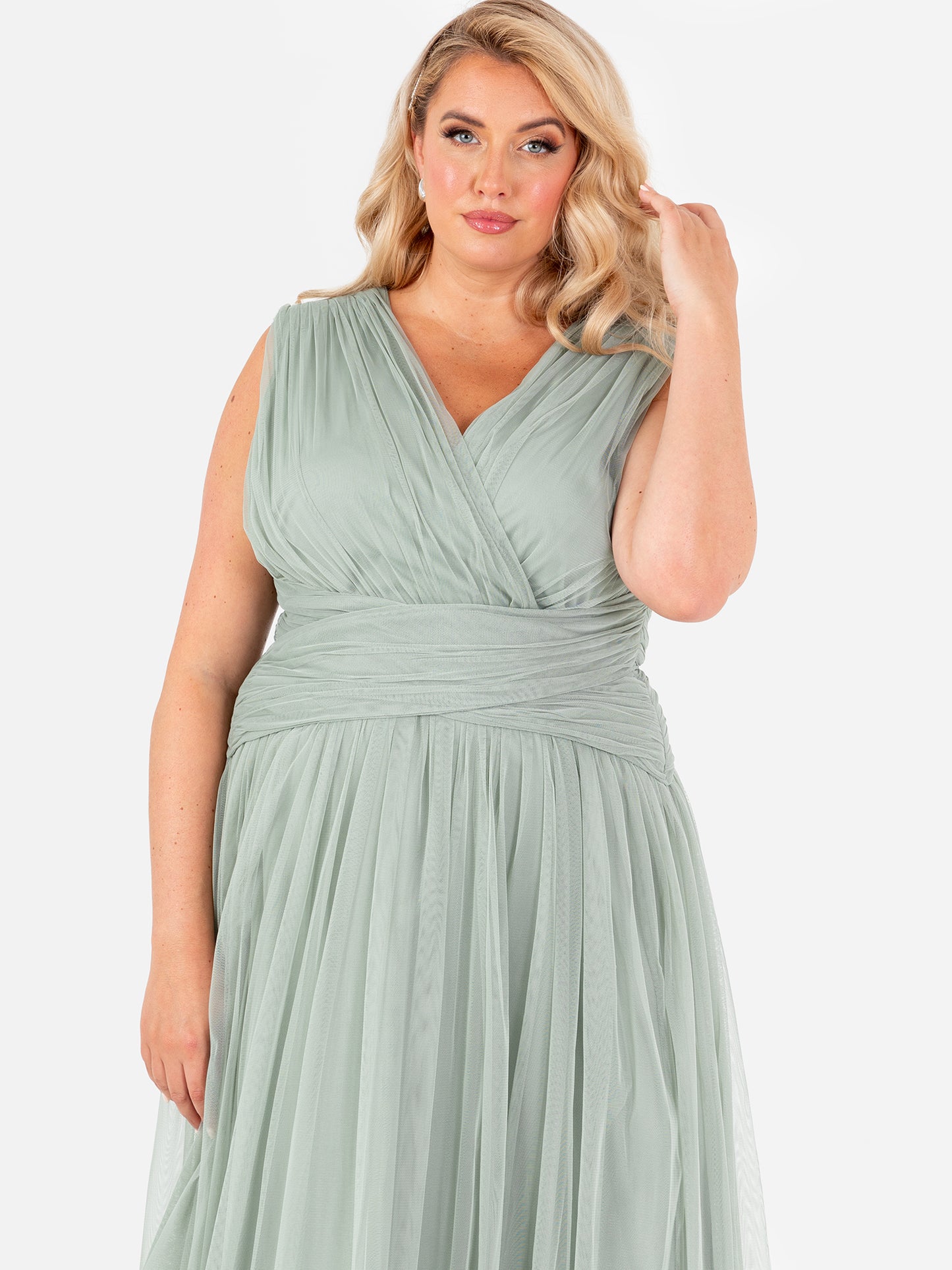 Anaya With Love Recycled Frosty Green Sleeveless V Neck Maxi Dress