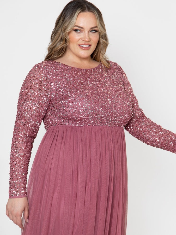 Maya Desert Rose Embellished Long Sleeve Maxi Dress