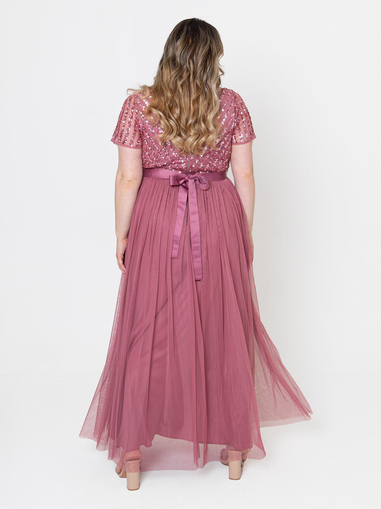 Maya Desert Rose Stripe Embellished Maxi Dress With Sash Belt