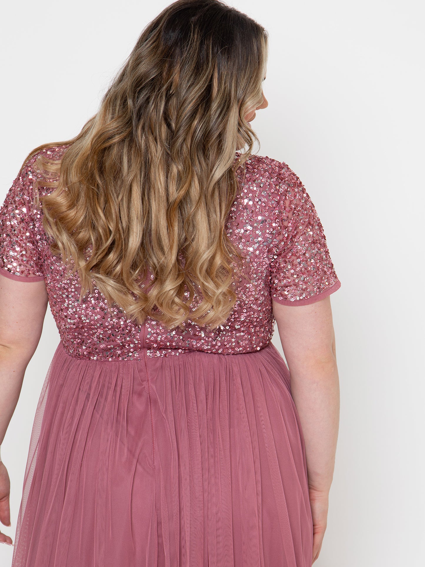 Maya Desert Rose Short Sleeve V Neckline Embellished Maxi Dress