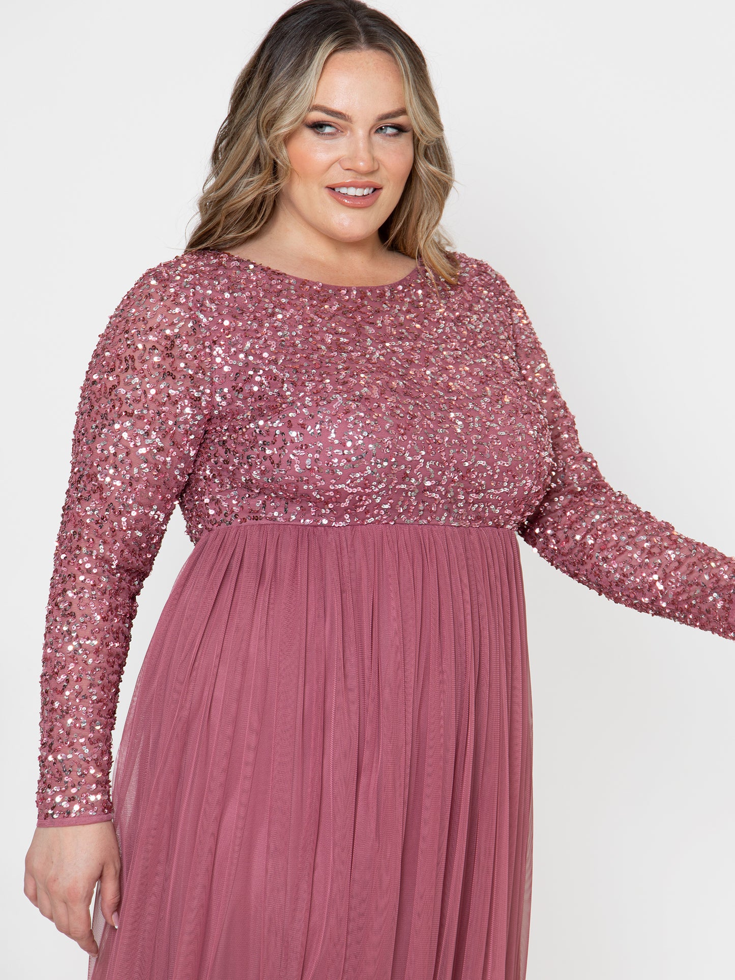 Maya Desert Rose Embellished Long Sleeve Maxi Dress