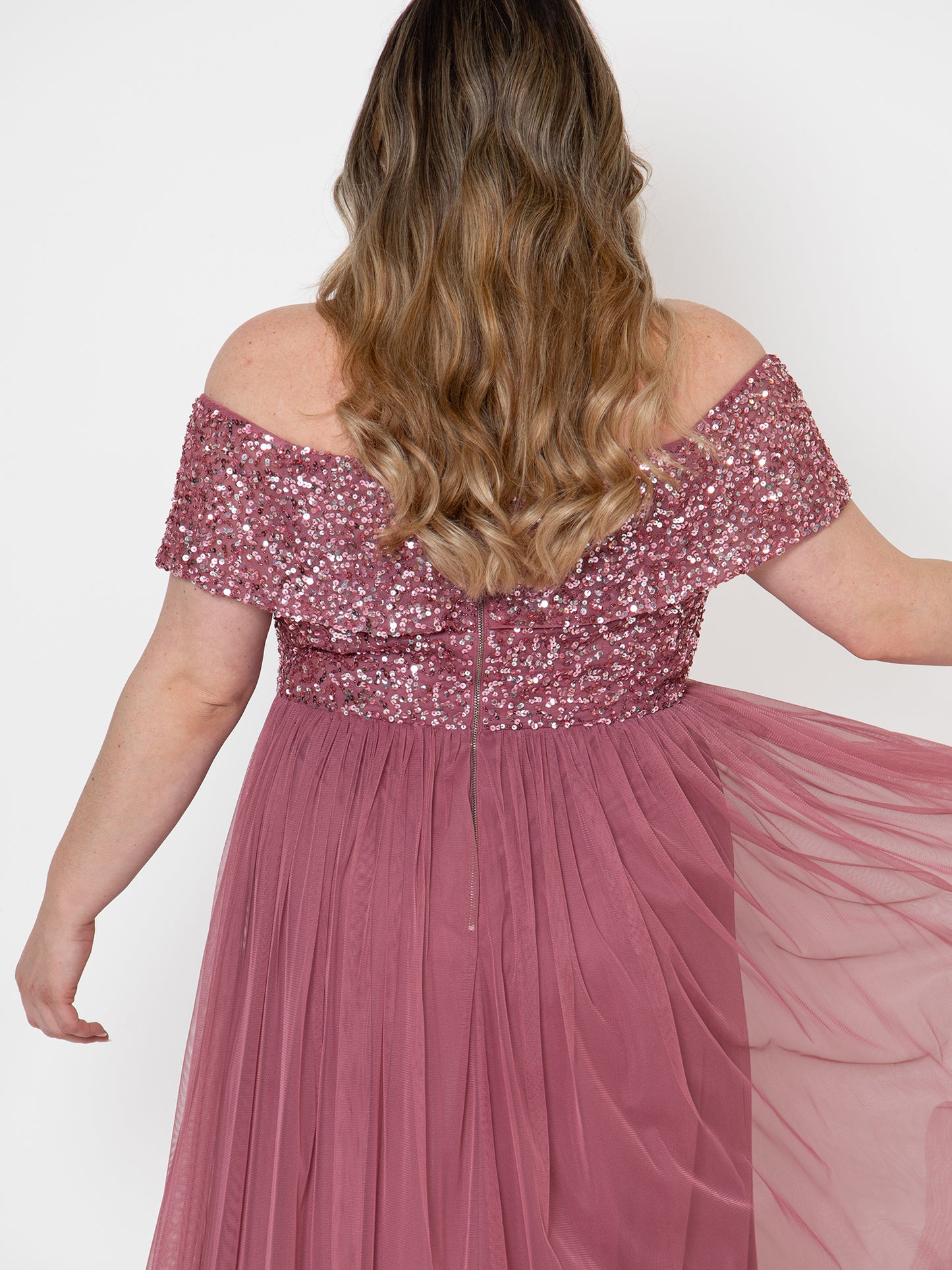 Maya Desert Rose Bardot Embellished Maxi Dress