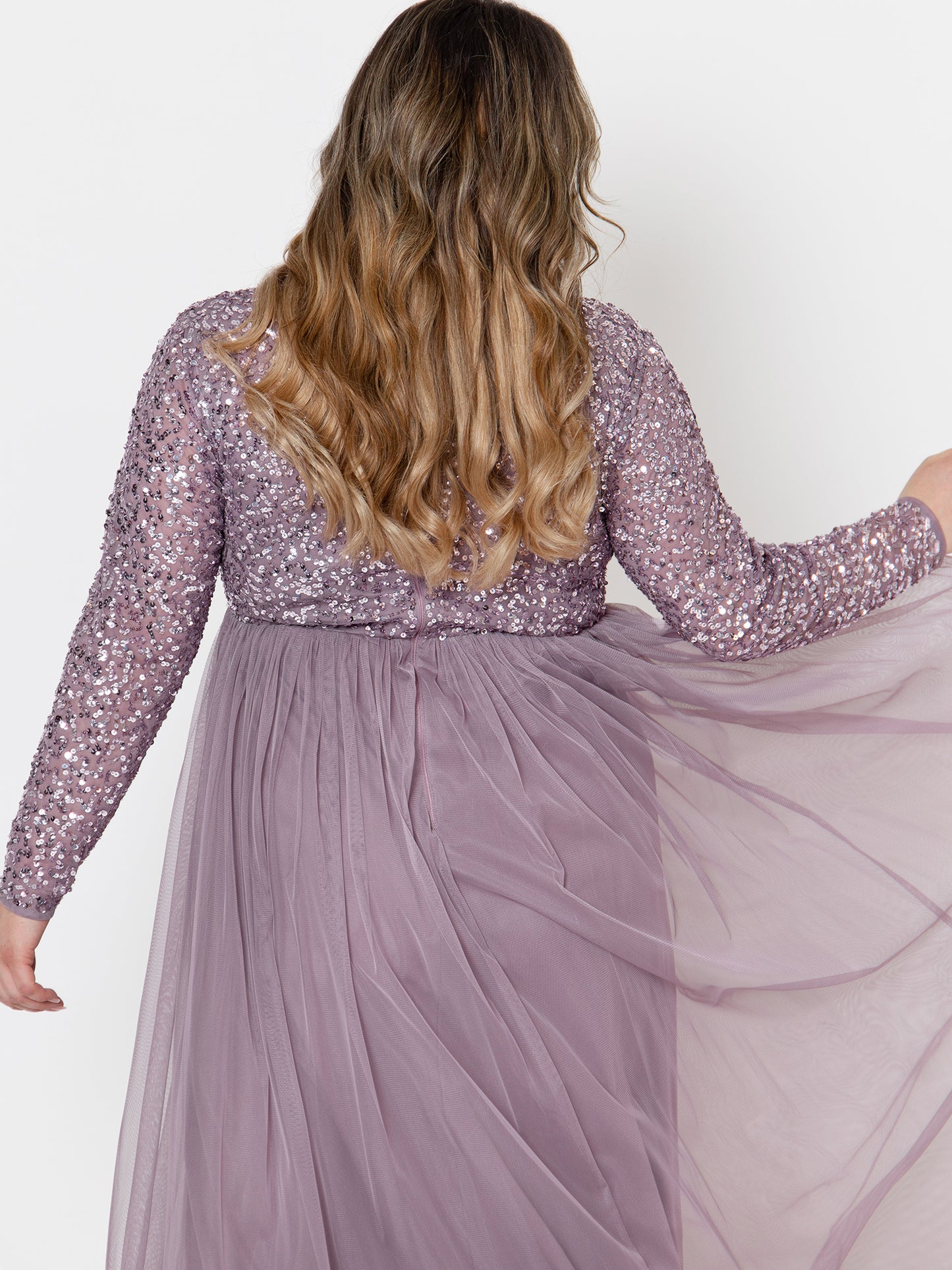 embellished long sleeve mini dress in lilac Maya Moody Lilac Embellished Long Sleeve Maxi Dress – Maya Deluxe