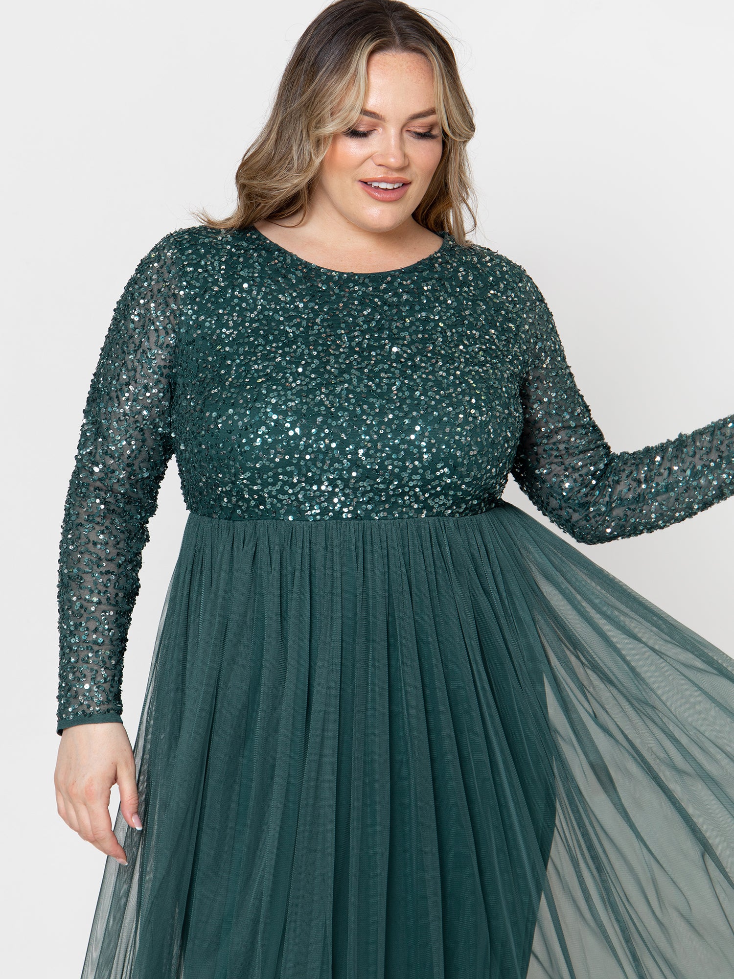 Maya Emerald Green Embellished Long Sleeve Maxi Dress Maya Deluxe Maya Emerald Green Embellished Long Sleeve Maxi Dress Maya Deluxe