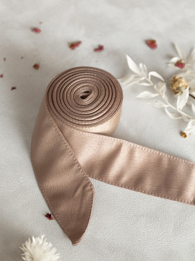 Maya Taupe Blush Satin Sash Belt