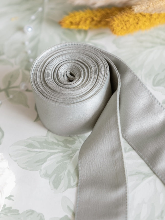 Maya Soft Grey Satin Sash Belt