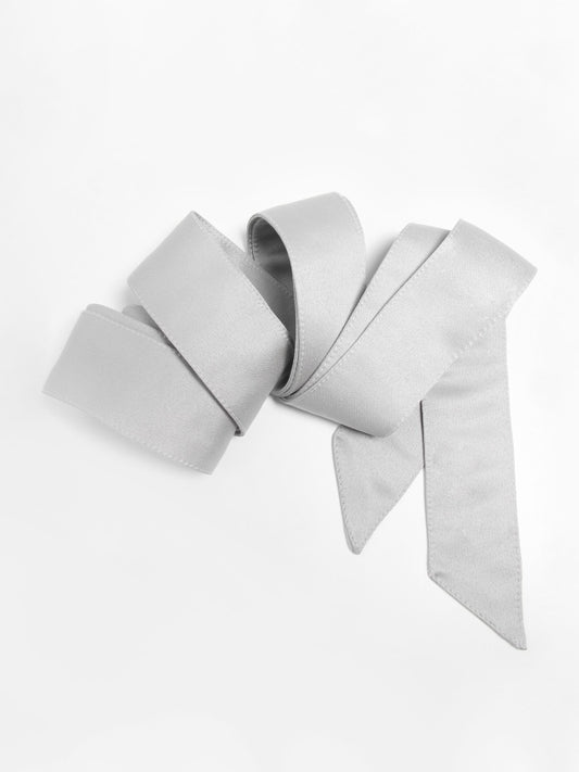Maya Soft Grey Satin Sash Belt