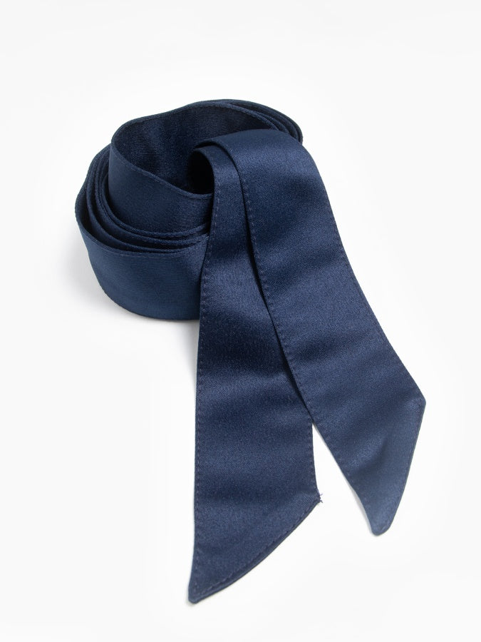 Maya Navy Satin Sash Belt