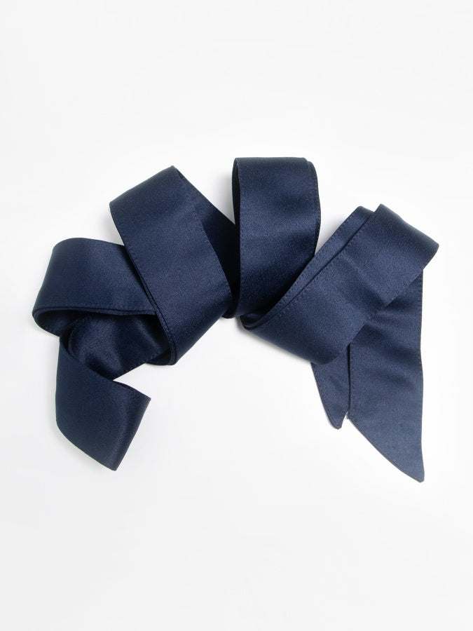 Maya Navy Satin Sash Belt
