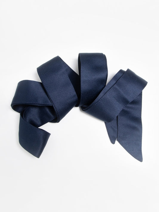 Maya Navy Satin Sash Belt