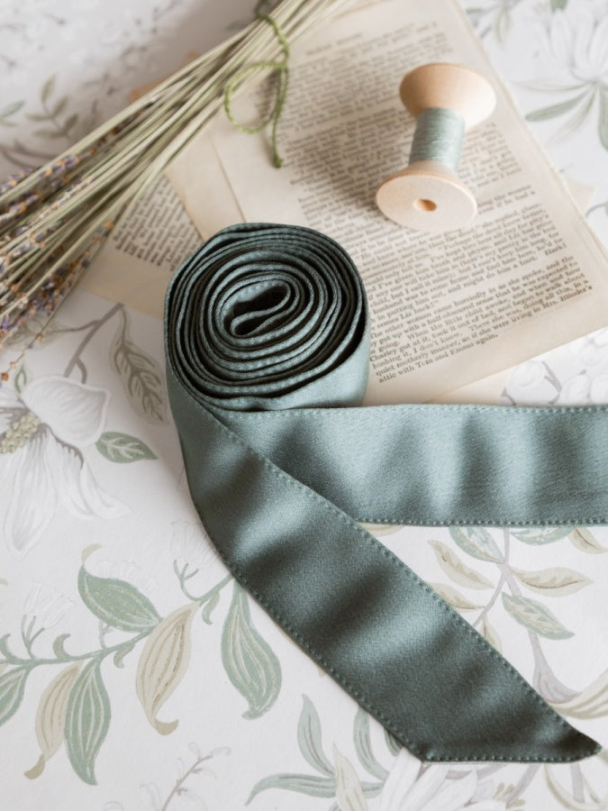 Maya Misty Green Satin Sash Belt