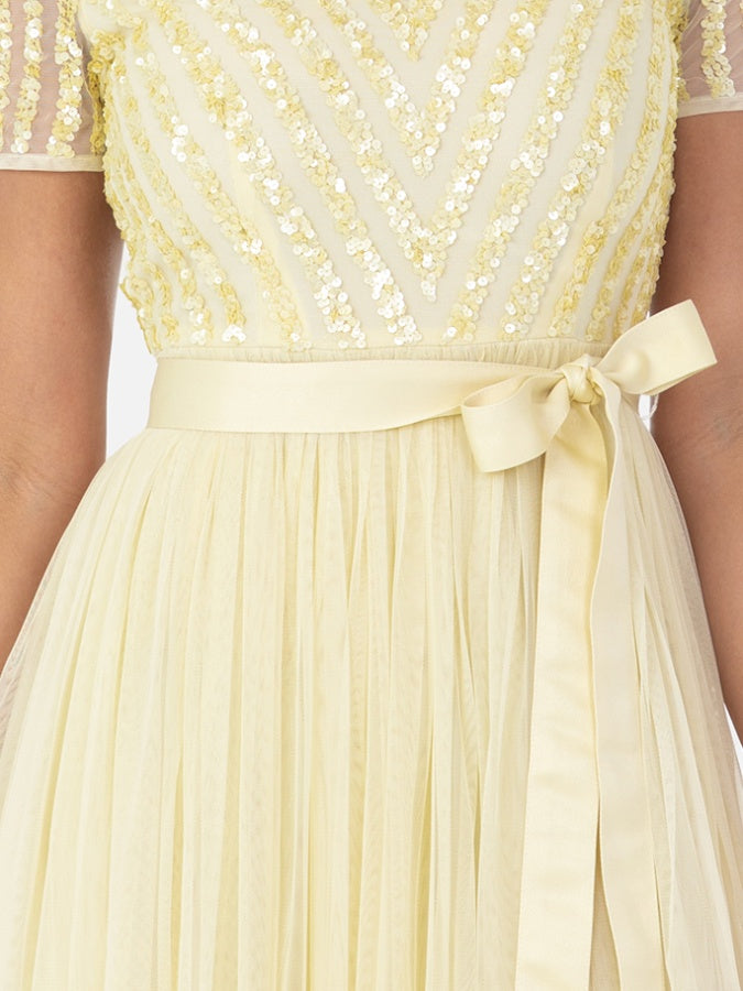 Maya Pale Yellow Satin Sash Belt