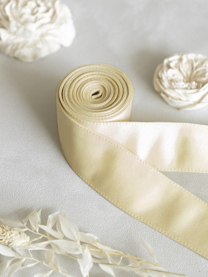 Maya Pale Yellow Satin Sash Belt
