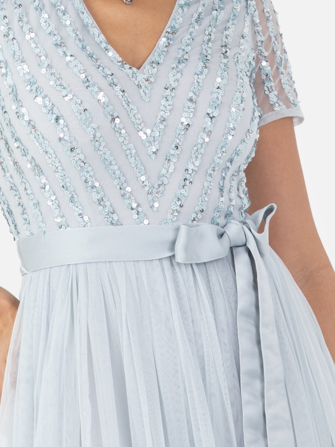 Maya Pale Blue Satin Sash Belt