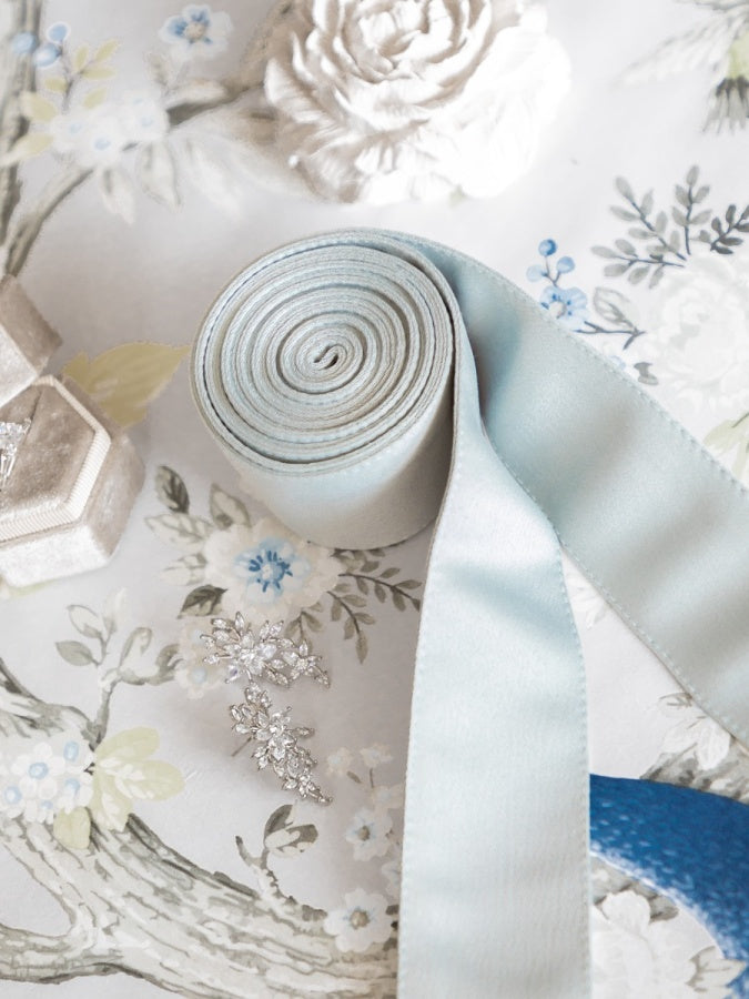 Maya Pale Blue Satin Sash Belt