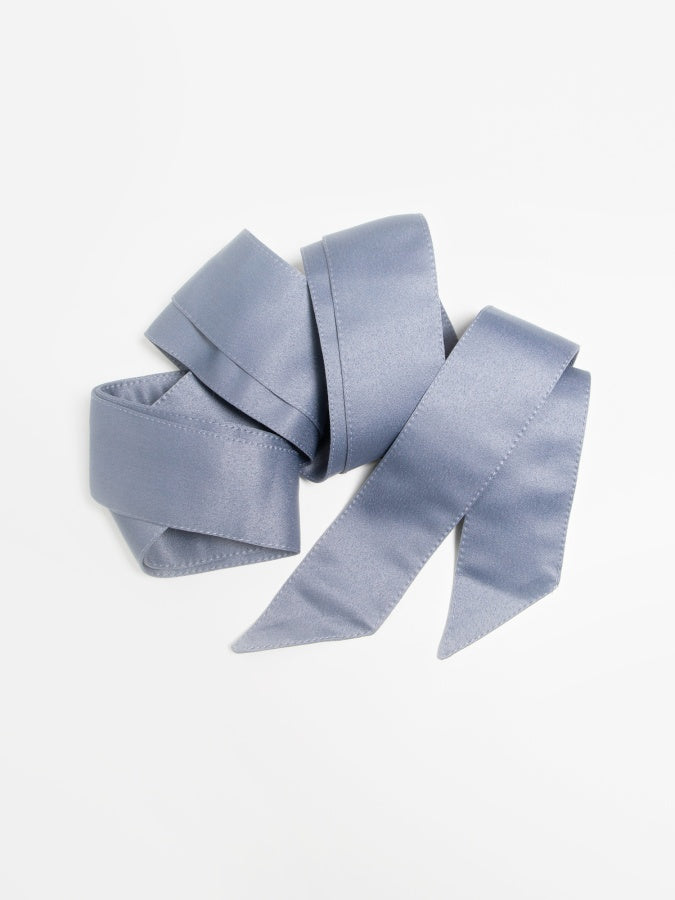 Maya Dusty Blue Satin Sash Belt