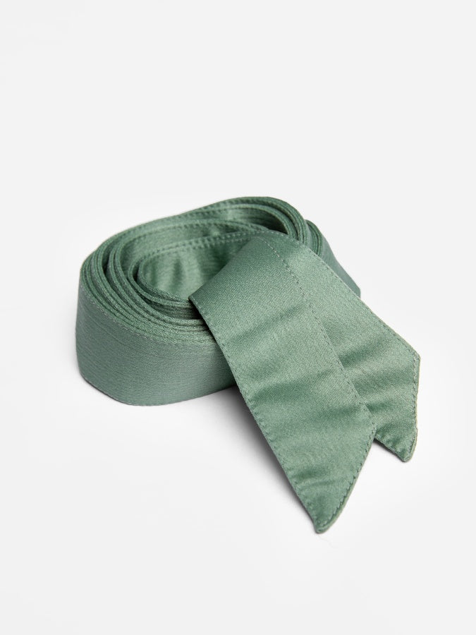 Maya Dark Green Satin Sash Belt