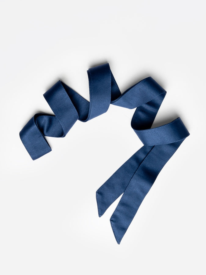 Maya French Navy Satin Sash Belt