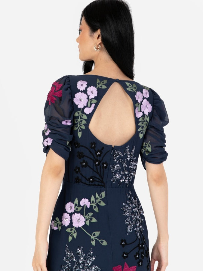 Maya Navy Embellished Sweetheart Neckline Maxi Dress