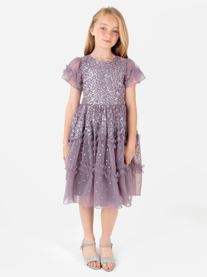 Mini Maya Moody Lilac Fully Embellished Midi Dress